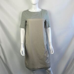Fabiana Fillipi Taupe Pierced Leather And Cotton Tee Dress